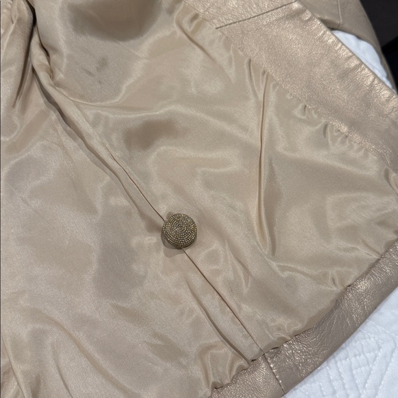Alfani Metallic Champagne 100% Leather Jacket Size Small extra button - Picture 15 of 16